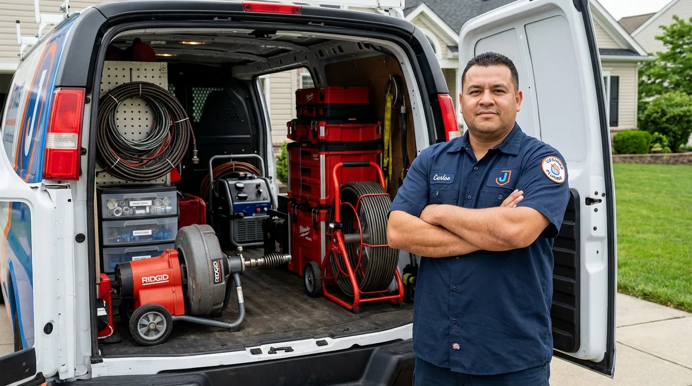 Professional drain cleaning equipment and Johns Plumbing LLC plumber in Chelsea
