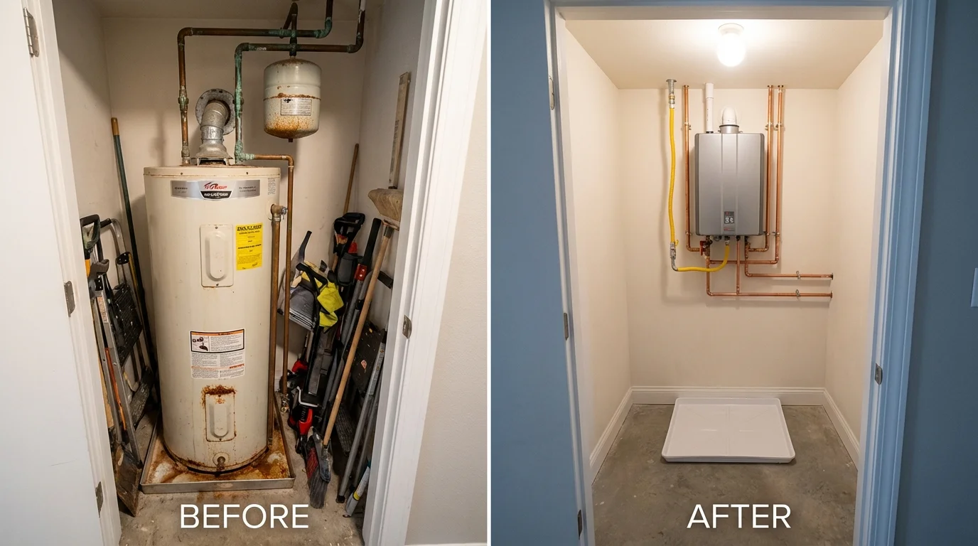 Tank water heater versus wall-mounted tankless unit comparison for Chelsea, AL homeowners